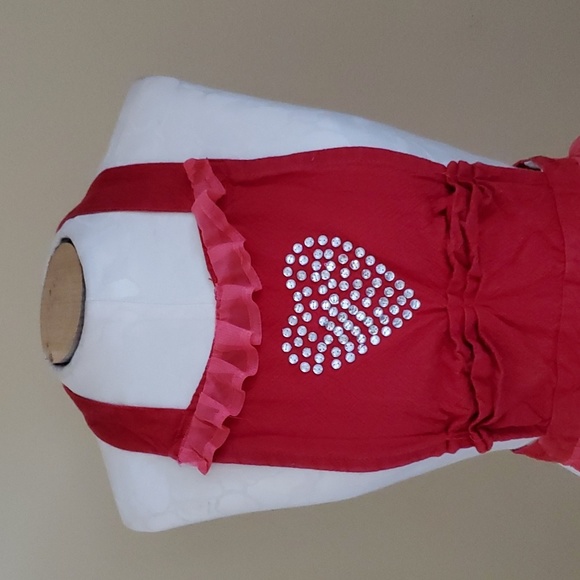 Red Heart Rhinestone Ruffle Apron - Picture 2 of 6